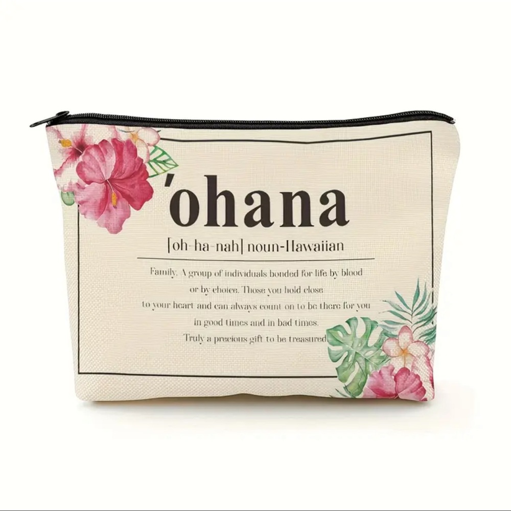Hawaiian “ʻOhana” Cosmetic Bag – Makeup / Travel Pouch – NWT